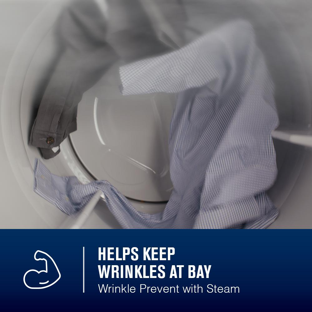 Clothes tumbling inside electric dryer drum with wrinkle prevent and steam feature for home appliances collection