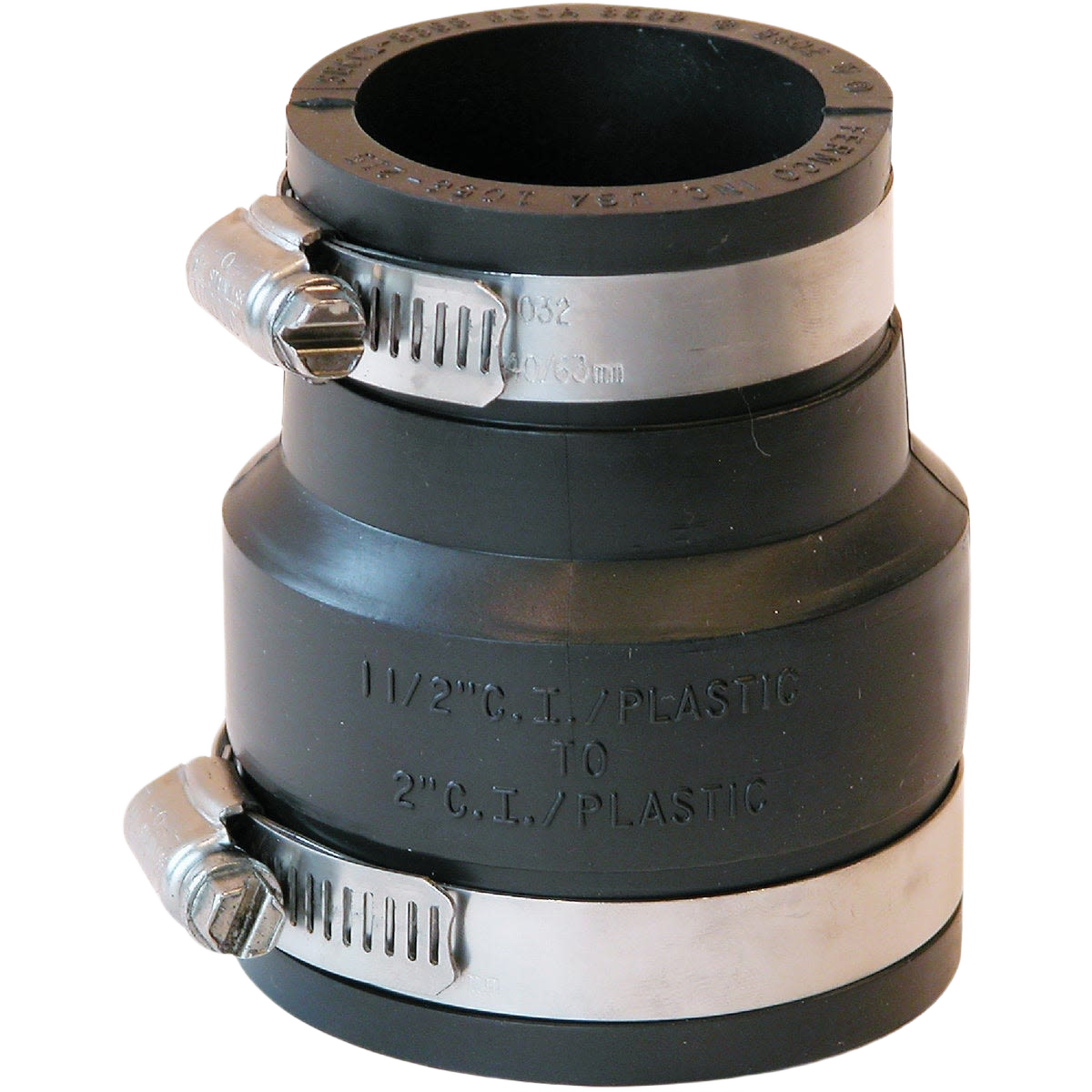 Flexible PVC coupling with metal clamps for connecting plastic pipes in plumbing and home improvement projects under $50 collection