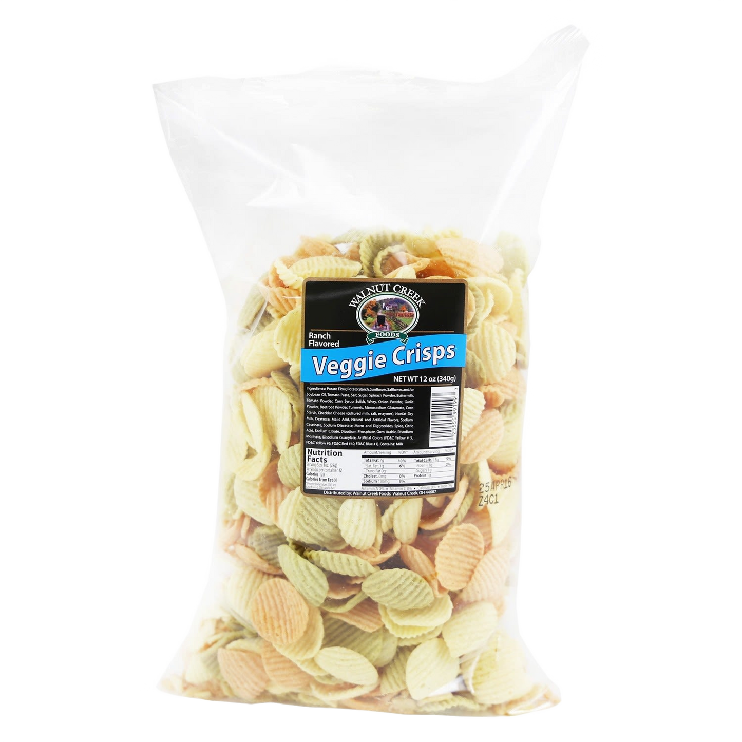 Clear bag of ranch flavored veggie crisps in ridged shapes from Chips & Snacks collection under $50 range