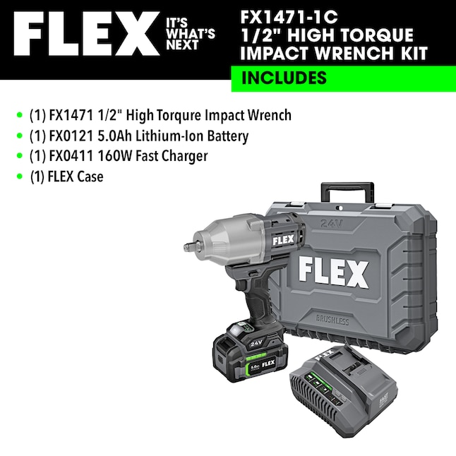 FLEX 24V 1050NM 1/2" Impact Wrench Kit