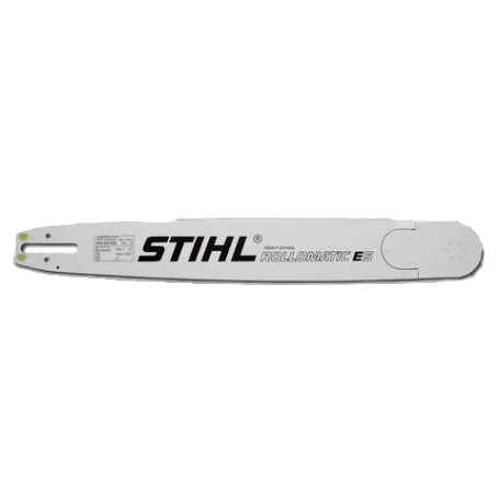 White STIHL Rollomatic E Super guide bar designed for precision cutting, part of STIHL Parts & Accessories at Hartville Hardware