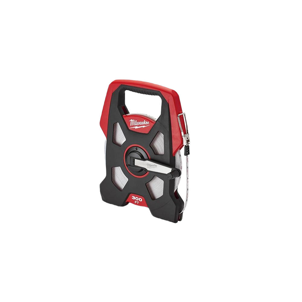 Heavy-duty Milwaukee open reel tape with 300-foot nylon bond steel blade for measuring and woodworking tools under $100