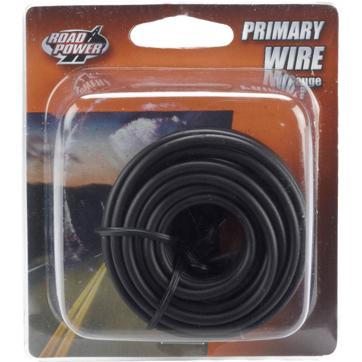 Coiled black 14 gauge PVC-coated primary wire packaged for home improvement and electrical use