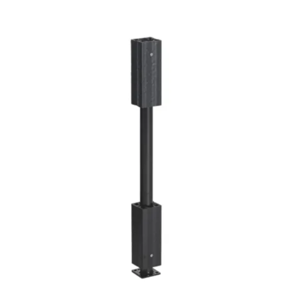 Black metal mounting post kit with square tube design for leveling in tools and home improvement projects
