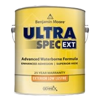 5-gallon container of white low lustre exterior paint from Benjamin Moore for home improvement collections