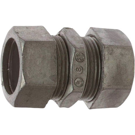 Metal compression conduit coupling with hexagonal ends for electrical conduit fittings and home improvement projects under $50