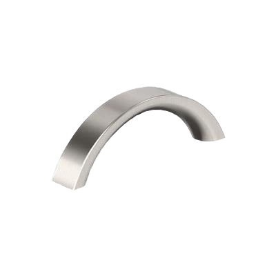 Satin nickel parabolic cabinet pull with smooth curved design for furniture hardware and home improvement collections under $50