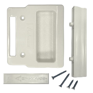 White insect screen hardware components with screws for patio door repair in doors and windows accessories collection