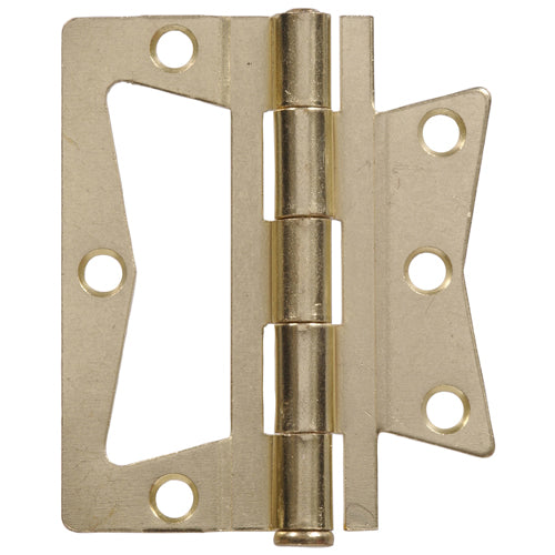 Brass finish 4-inch non mortise hinge with removable pin, ideal for home improvement hardware projects under $50.