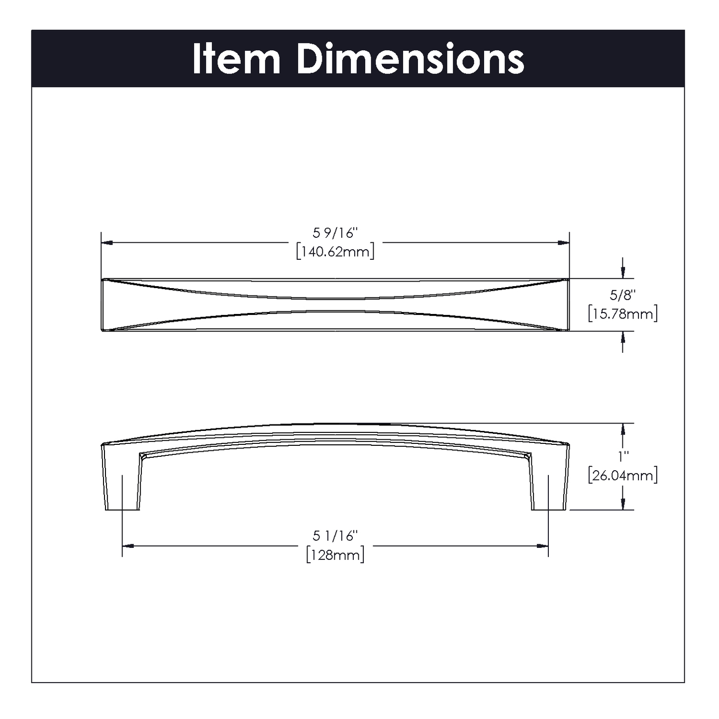 Chrome cabinet handle with curved mid-century design and 5-1/16 inch center-to-center spacing for furniture hardware and home improvement.