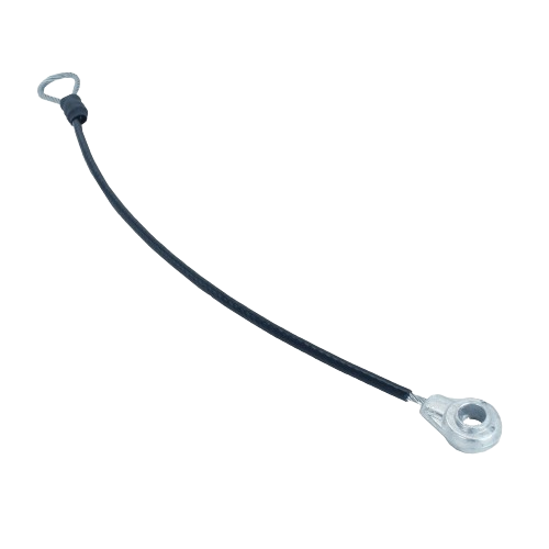 Black cargo box cable with metal loop ends for tools and home improvement use