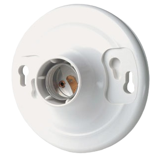 White plastic lampholder with four terminal screws for incandescent bulbs in lighting and electrical collections