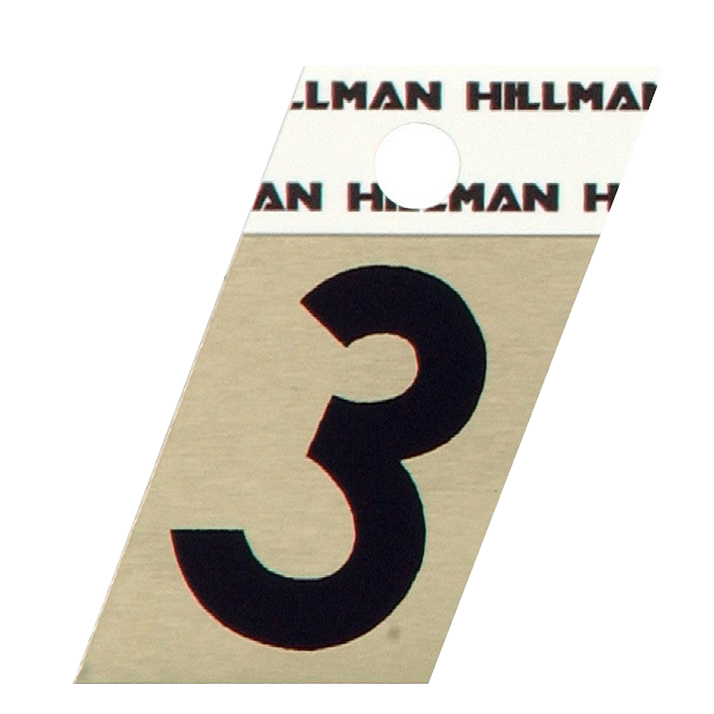 Hillman 1-1/2-In. Adhesive Black & Gold Aluminum House Number 3