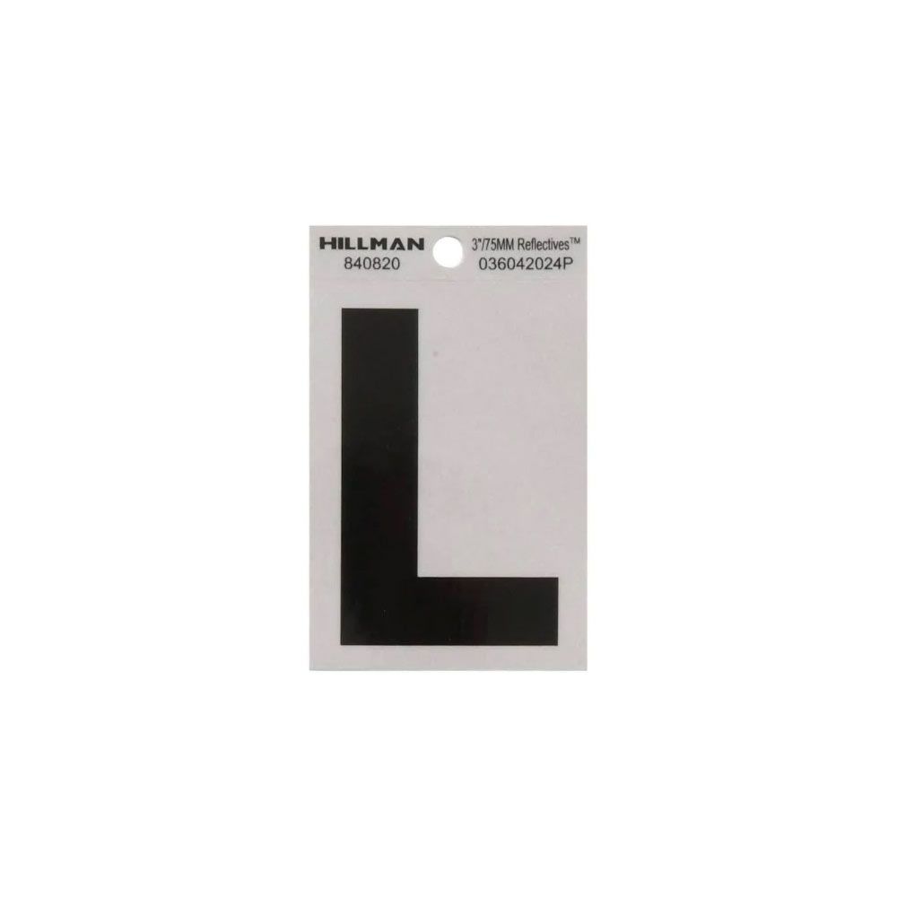 Black and silver reflective mylar letter L sticker for labeling in hardware and home improvement collections under $50