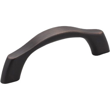 Brushed oil rubbed bronze cabinet pull with sleek curved design for hardware and furniture accessories collections
