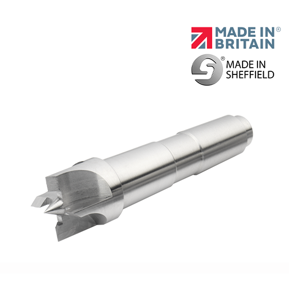 Silver metal 4-prong drive center tool with tapered shank for precision woodworking in home improvement projects