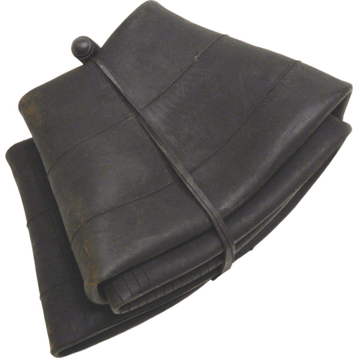 Folded black inner tube with a straight valve stem for tires in parts and lubricants collection under $25 and $50