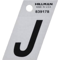 Black and silver reflective Mylar sticker letter J for home improvement and hardware projects under $50
