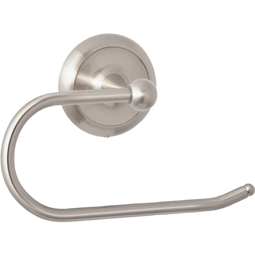 Wall-mounted nickel toilet paper holder with a single post design for bathroom organization and home improvement tasks