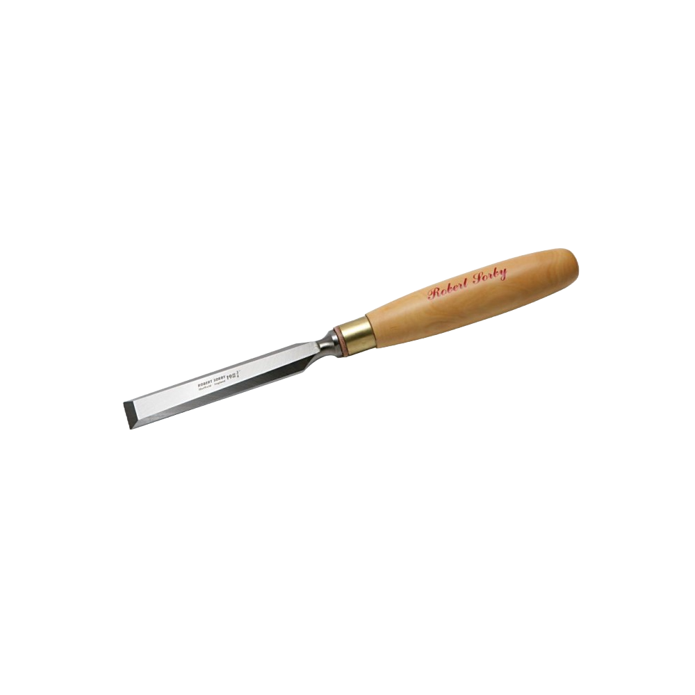 Wooden-handled bevel edge chisel with polished steel blade for detailed woodworking and home improvement tasks