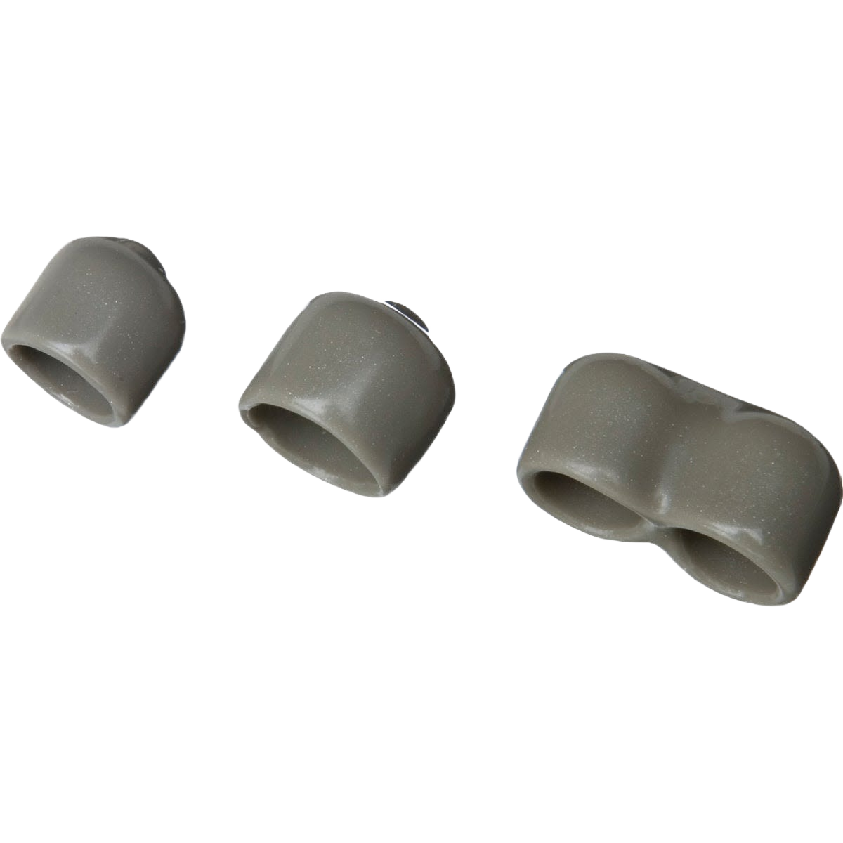 Three nickel-colored profile end caps designed for home improvement and hardware projects