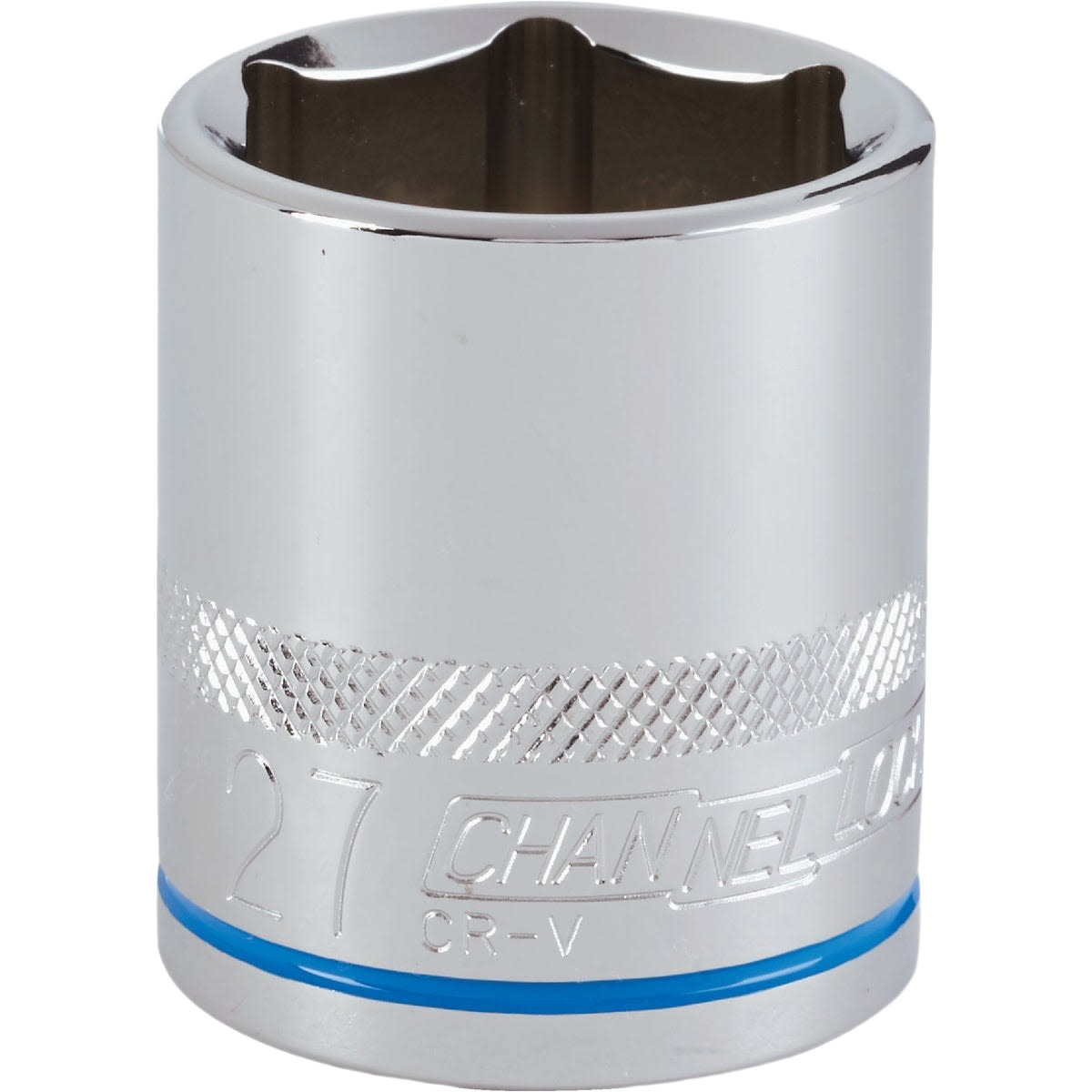 27mm 6-point shallow metric socket with textured grip band for easy tool identification under $50 in hand tools collection