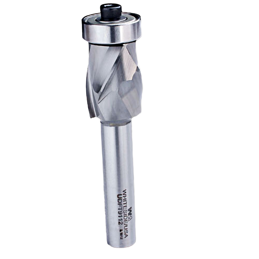 High shear spiral flush trim bit with ball bearing guide for precision cutting in power tool accessories collection