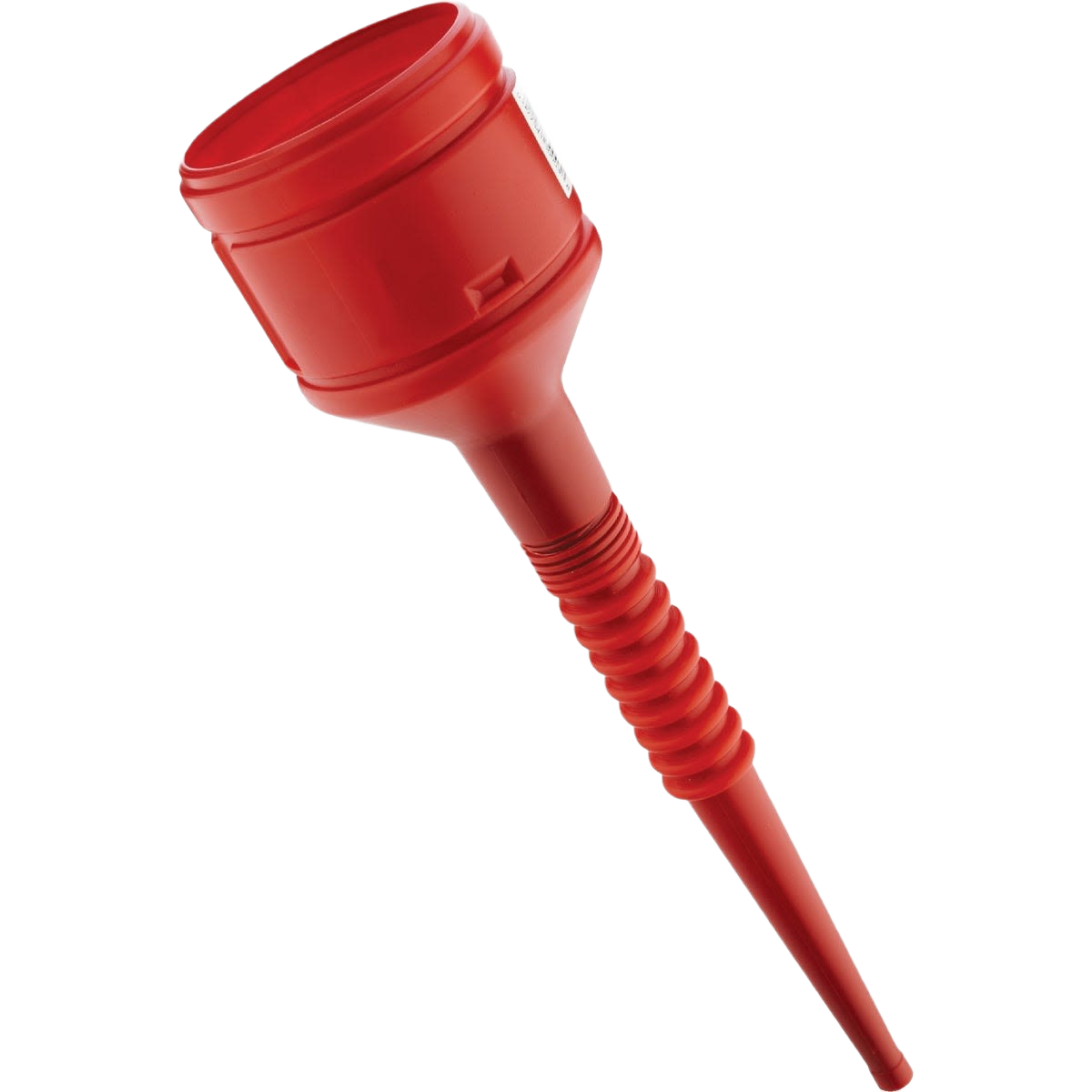 Red flexible funnel with ribbed neck for precise pouring in tools and home improvement tasks
