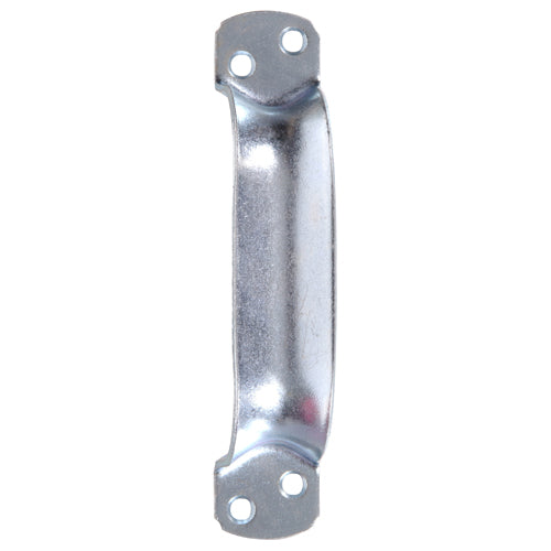 Zinc-plated heavy-duty door pull with sturdy construction for cabinet and furniture hardware in home improvement projects.