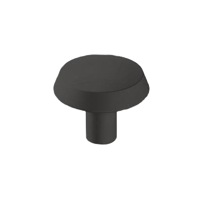 Matte black round cabinet knob with a simple modern design for home improvement and hardware projects