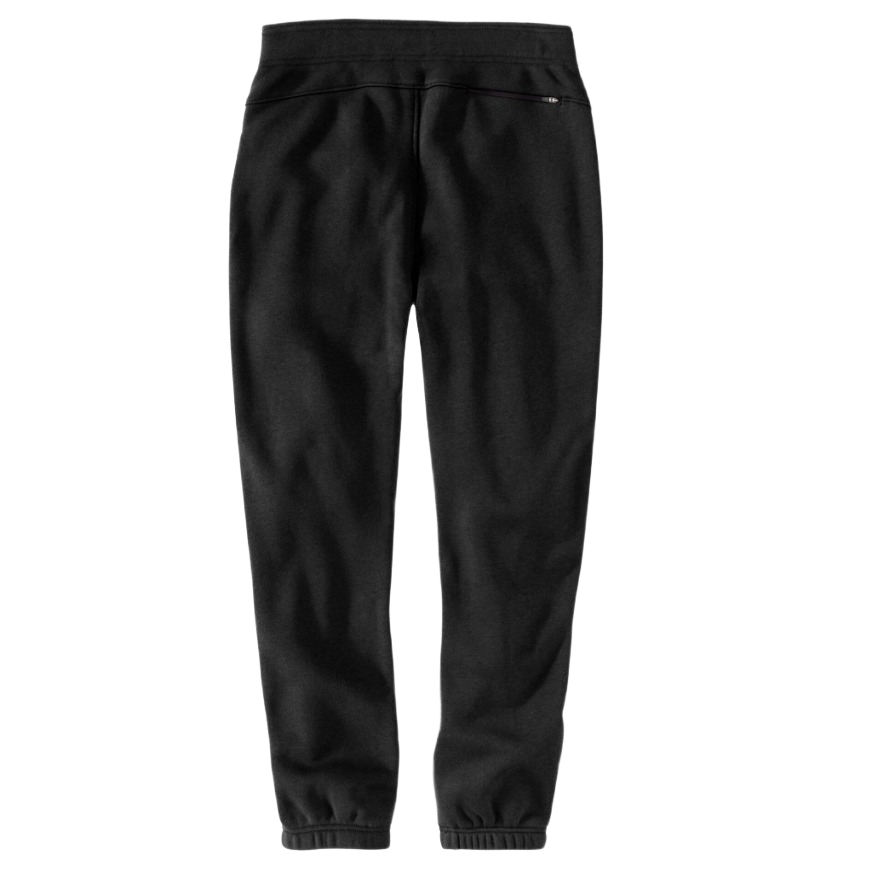 Black fleece joggers with elastic waistband and back pockets, designed for comfortable casual wear in women's XL size.