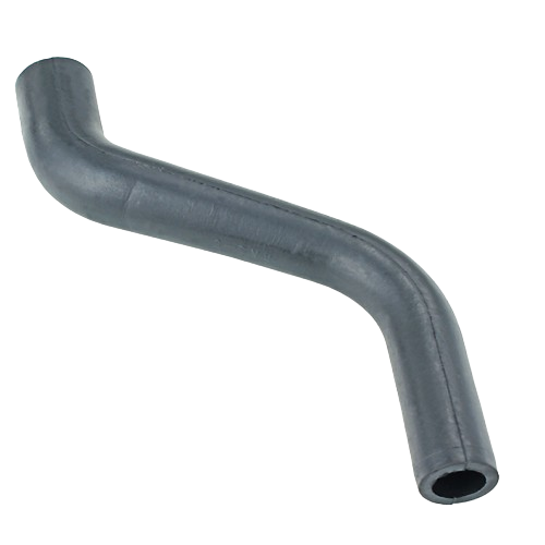 Black rubber breather hose with molded bends for equipment ventilation and fluid system protection