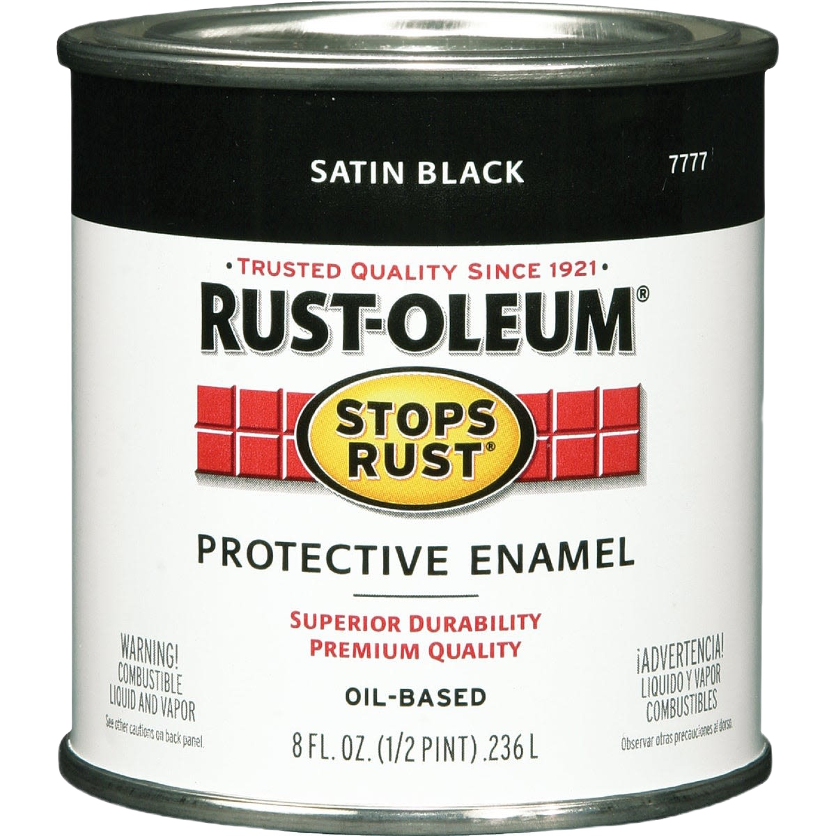 Rust-Oleum Stops Rust satin black protective enamel paint can for specialty paint and home improvement supplies