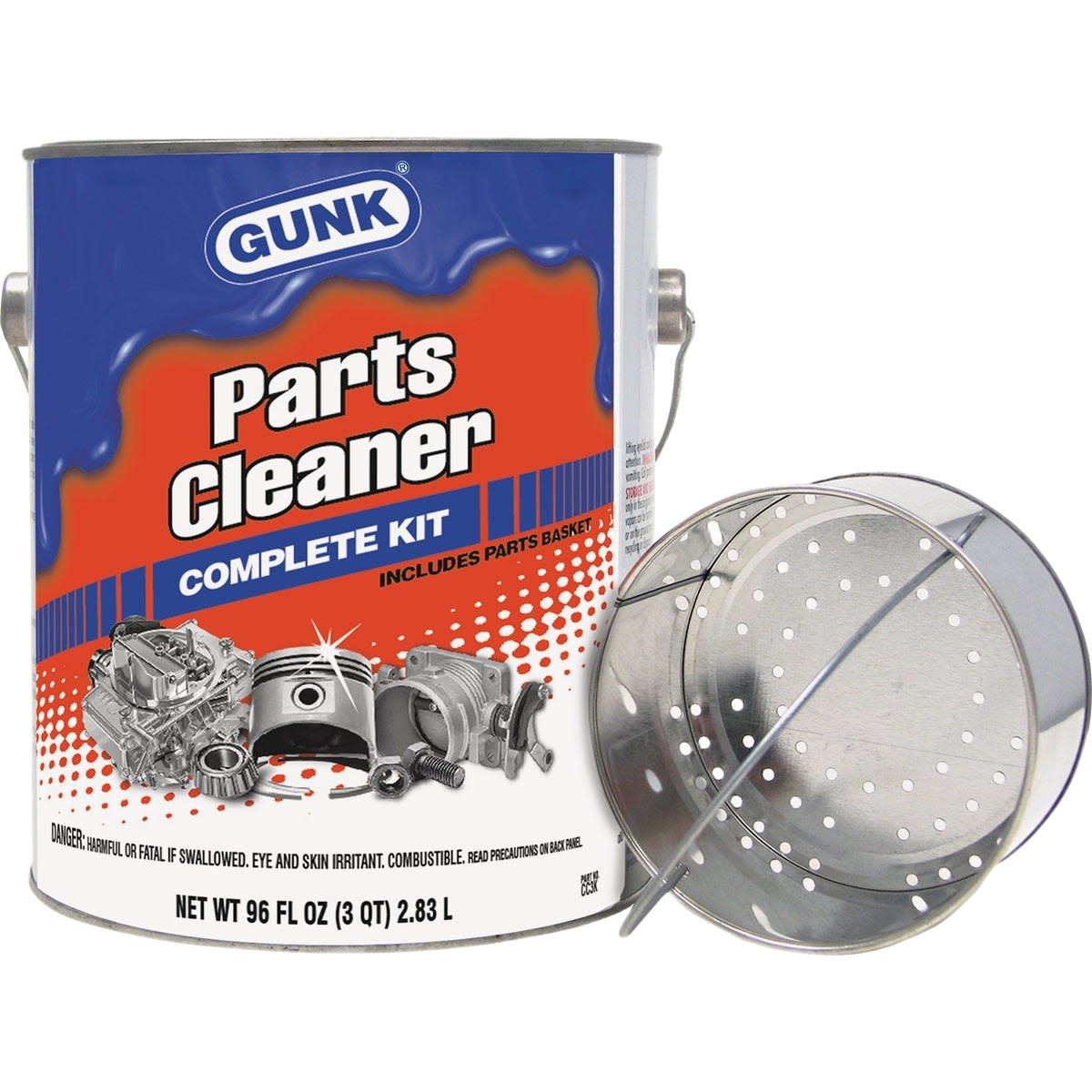 Three-quart can of Gunk liquid parts cleaner with metal washing basket for automotive and home improvement use under $50 collection