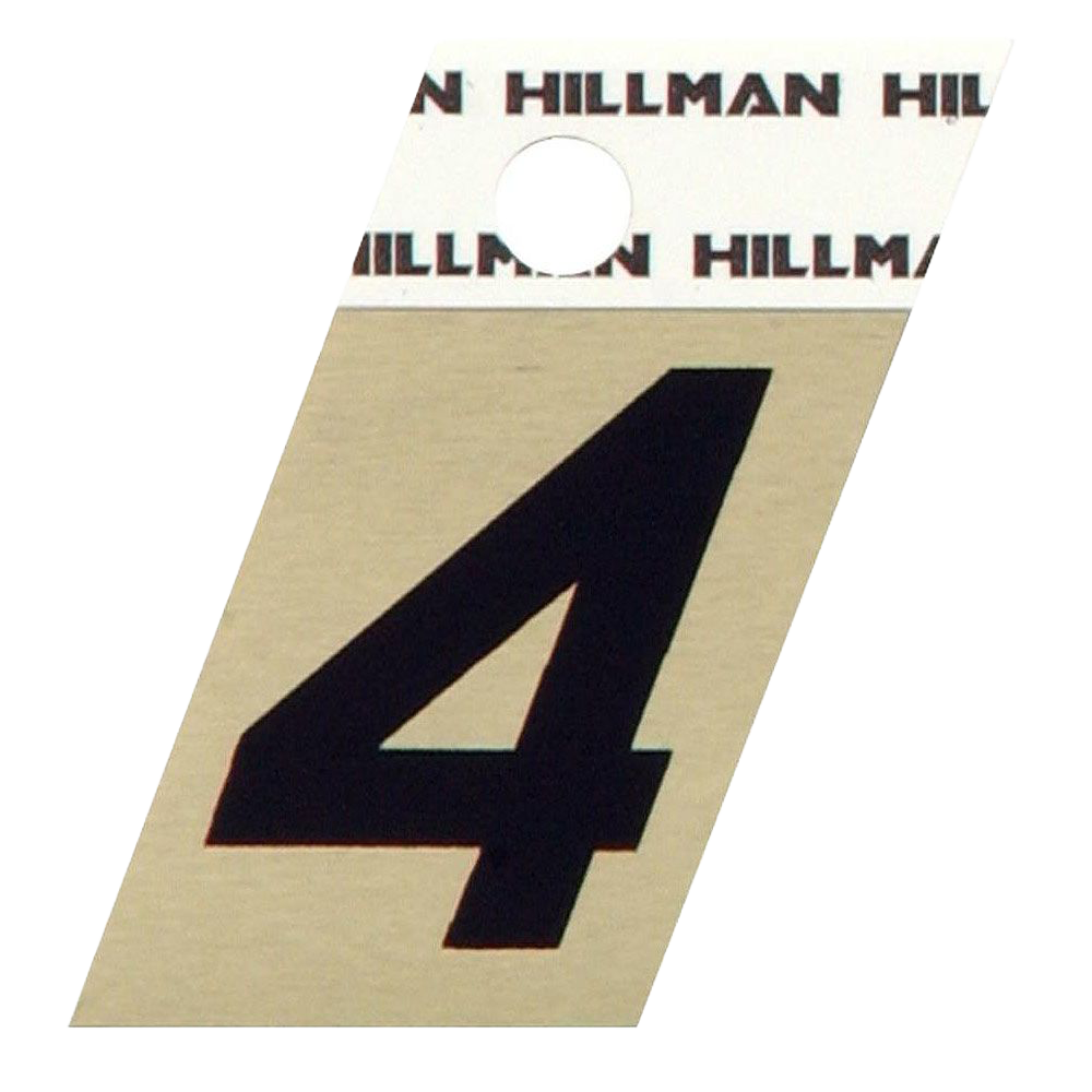 Hillman 1-1/2-In. Adhesive Black & Gold Aluminum House Number 4