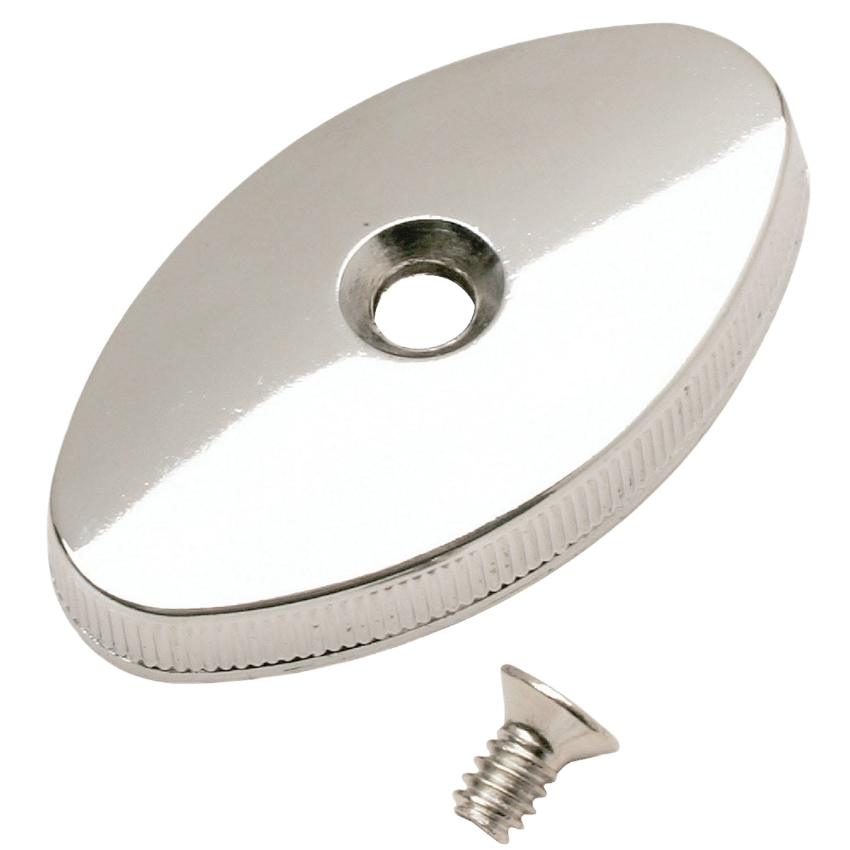 Chrome-plated valve handle with knurled edge and mounting screw for plumbing repair and faucet parts under $50 collection