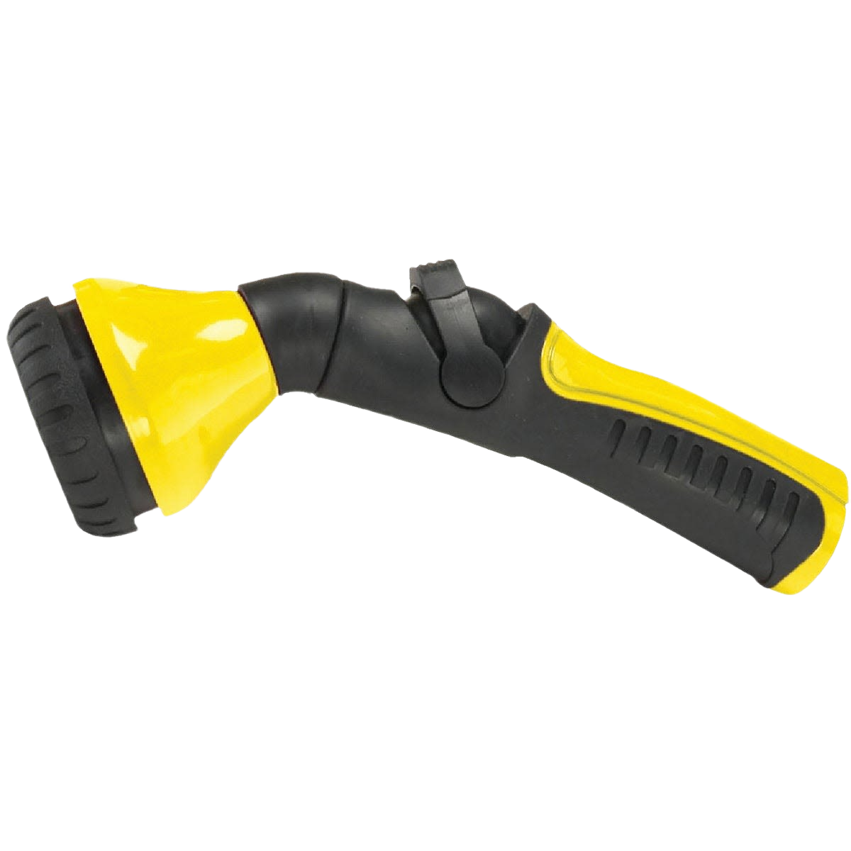 Yellow and black heavy-duty metal garden nozzle with ergonomic thumb control in watering and irrigation tools collections