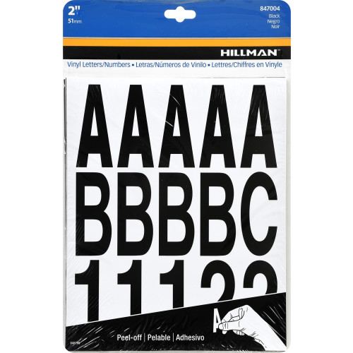 Package of black adhesive vinyl letters and numbers for labeling and home improvement projects