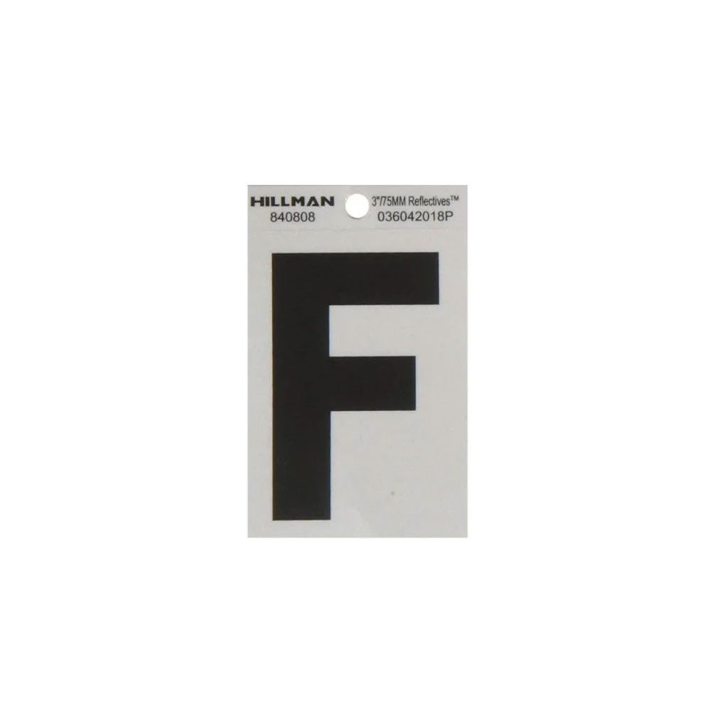Black reflective Mylar adhesive letter F sticker for tools and home improvement labeling tasks