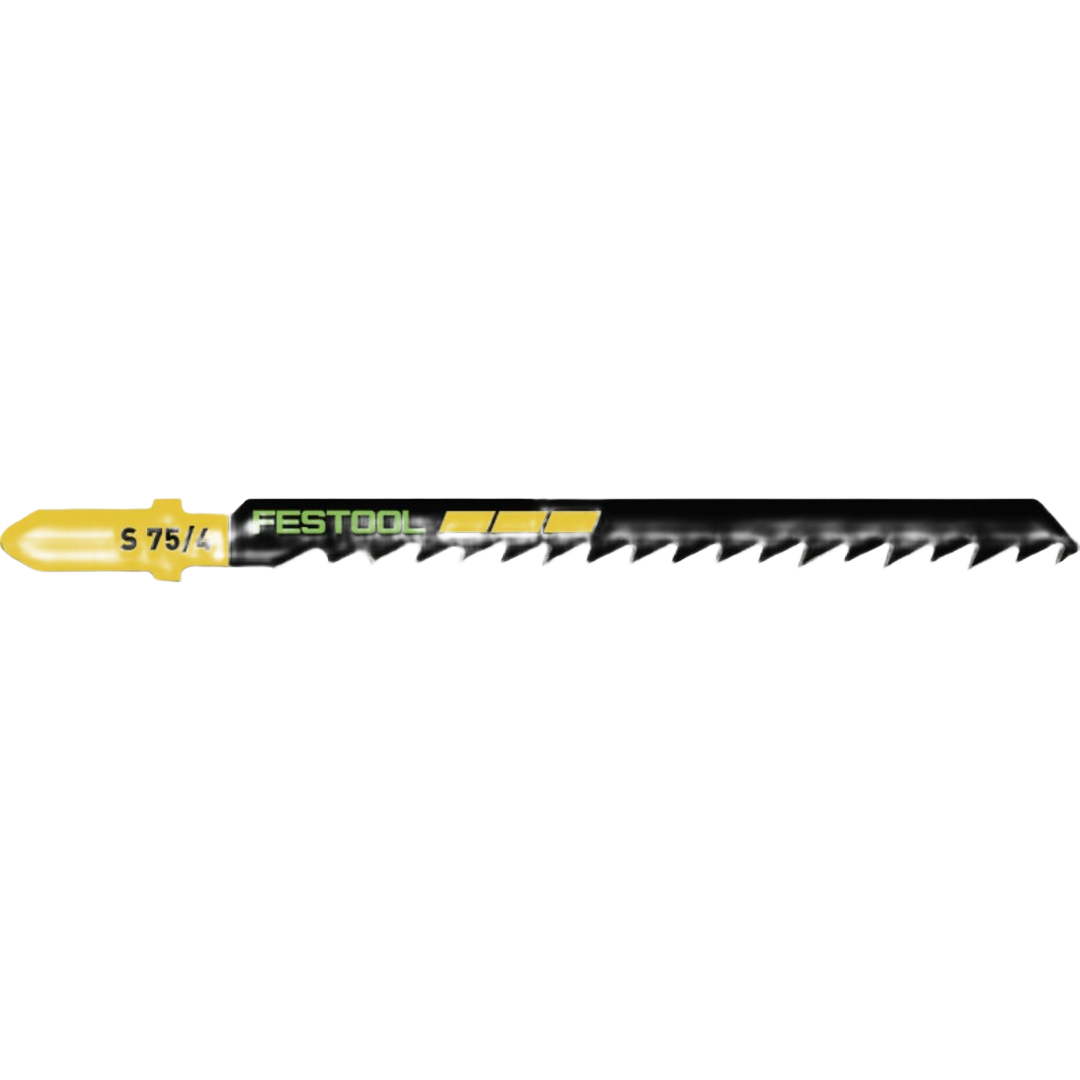 Black and yellow wood cutting jigsaw blade with precision teeth for smooth and efficient home improvement tasks