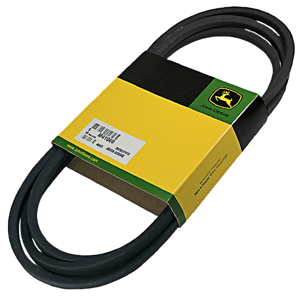 John Deere mower blade drive belt with yellow and green packaging for automotive and mower parts under $50 collection