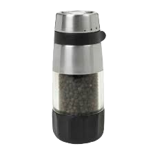 Stainless steel and black pepper grinder with clear chamber for fresh peppercorns in kitchen gadgets under $50 collection