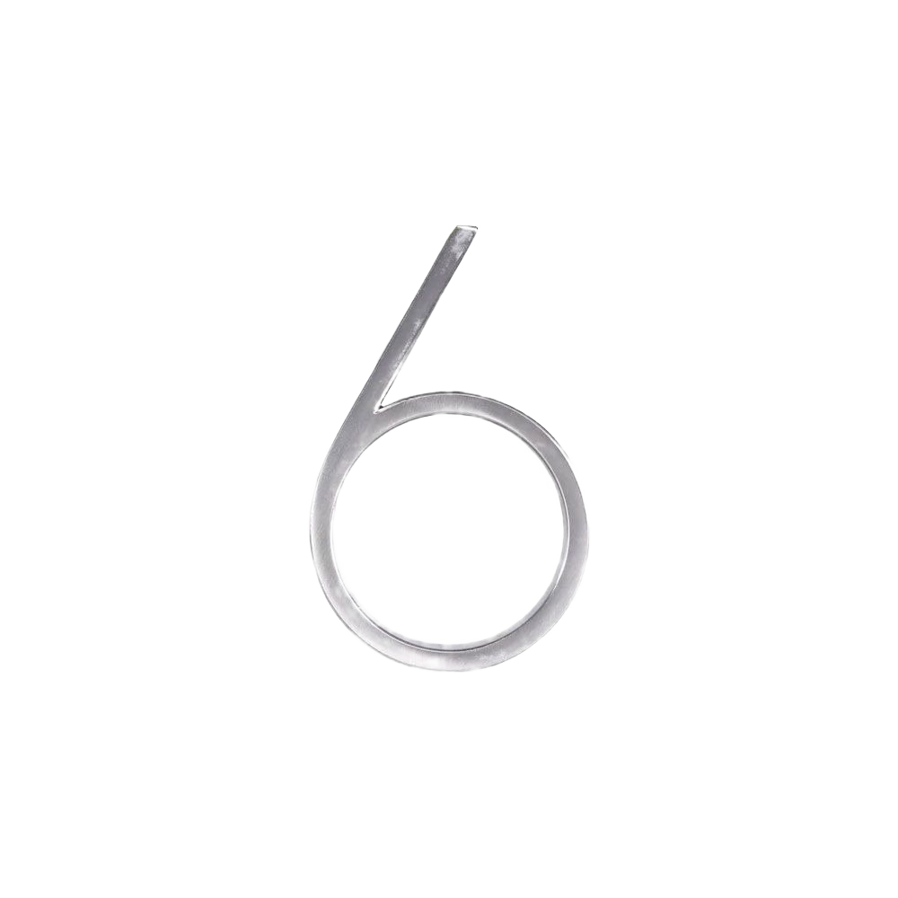 Nickel-finished floating mount house number 6 with sleek modern design for tools and home improvement use