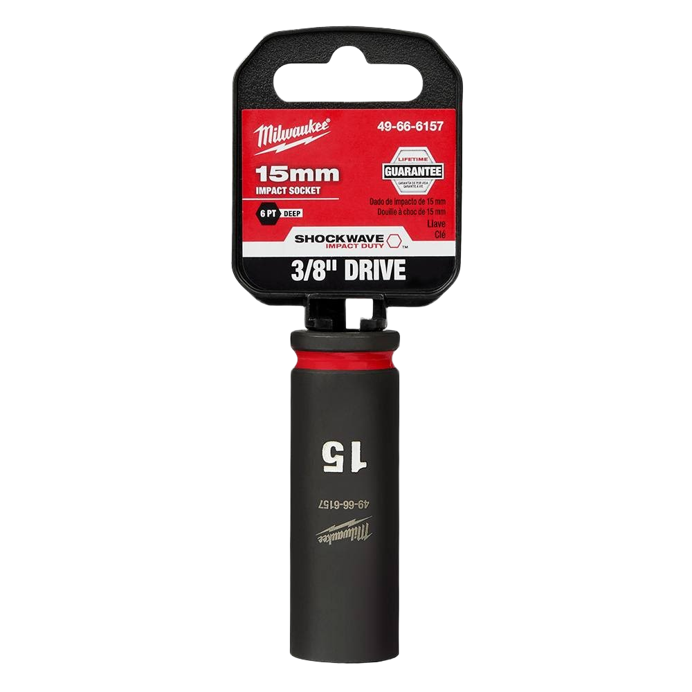 15mm deep impact socket with 6-point design for woodworking and hand tools under $50 Milwaukee collection