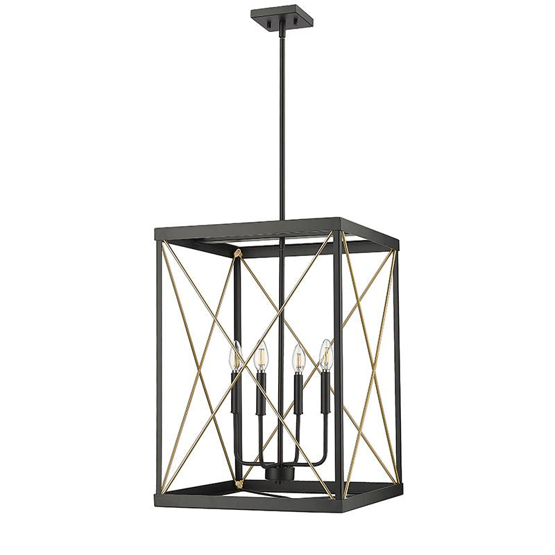 Modern matte black and gold 4-bulb pendant light fixture for bathroom and home improvement lighting use