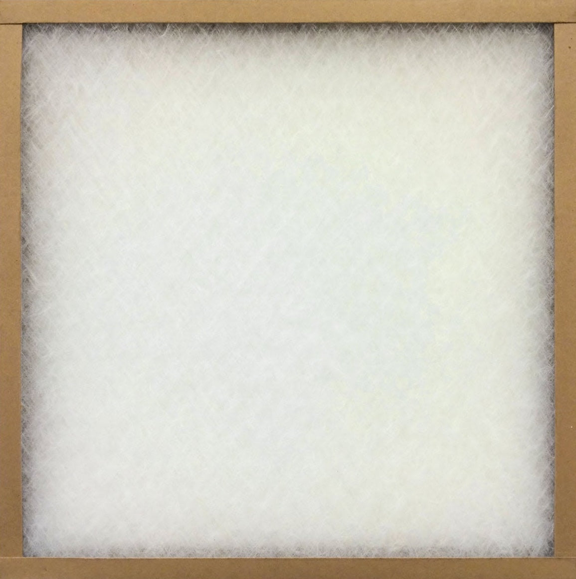 Furnace air filter with dense white filtering material framed by brown cardboard for heating and cooling systems under $50.
