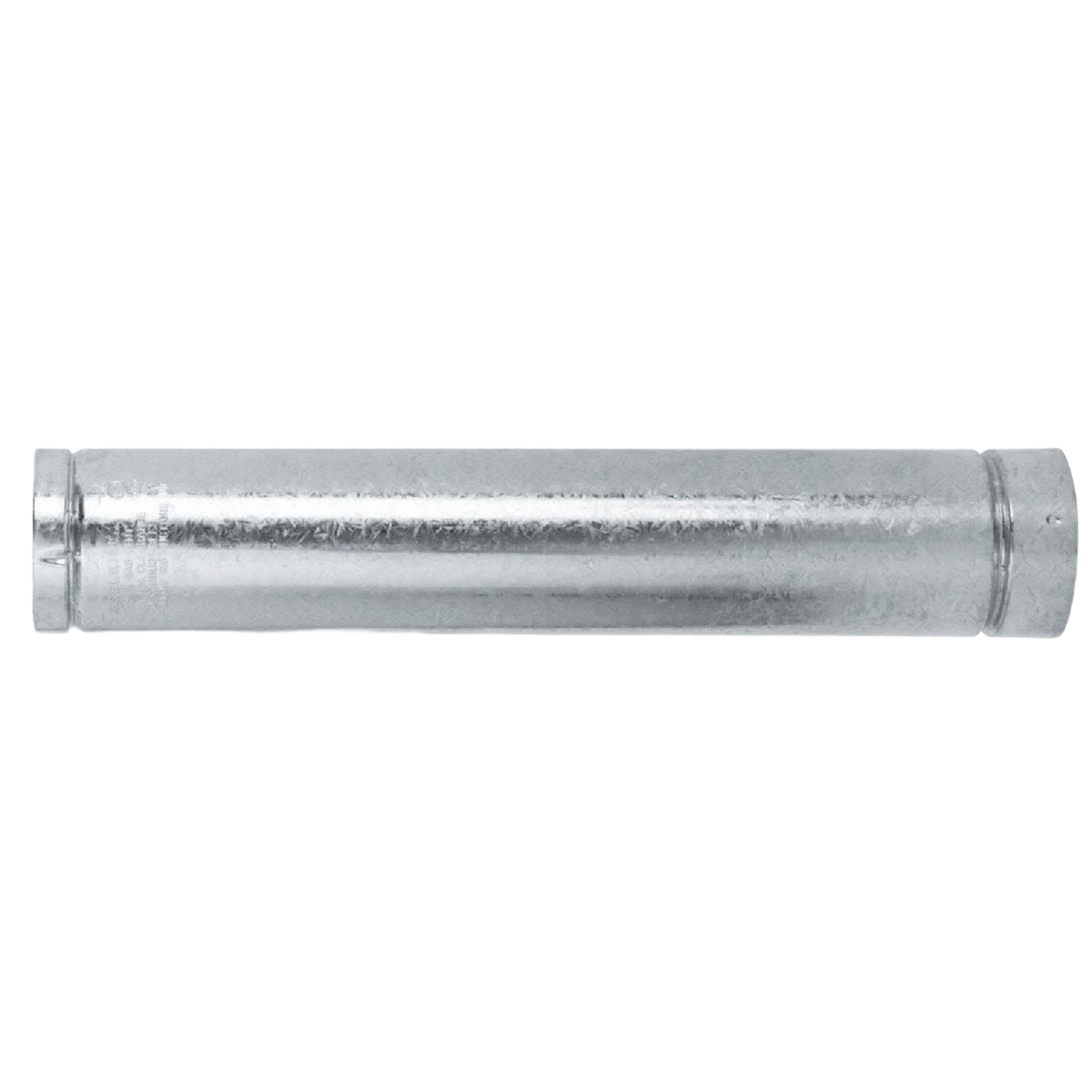 Galvanized metal round vent pipe section designed for gas venting in home improvement projects