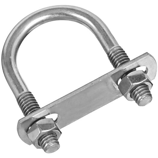 Stainless steel round U bolt with mounting plate and hex nuts for hardware and fastener applications under $50