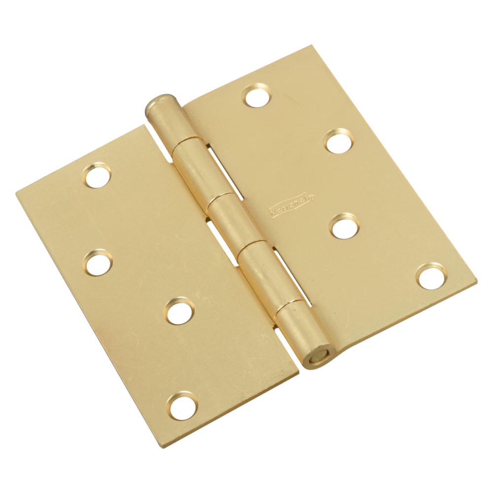 4-inch satin brass square door hinge with removable pin for interior home improvement and hardware projects under $50