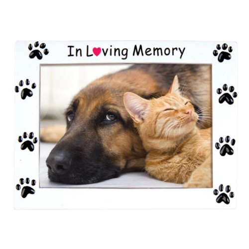 White pet memorial picture frame with paw prints and "In Loving Memory" text from Christmas Ornaments & Tree Decorations collection